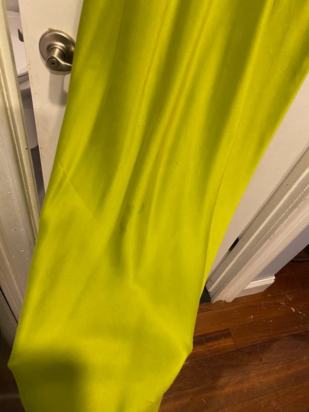 Doen Lime-Green Silk Slip Dress with Ruffle Straps - Picture 6 of 8
